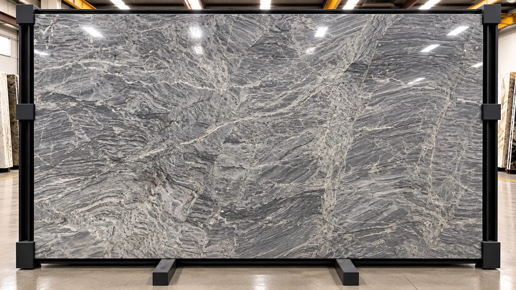 Supreme Gray quartzite slab, leathered finish