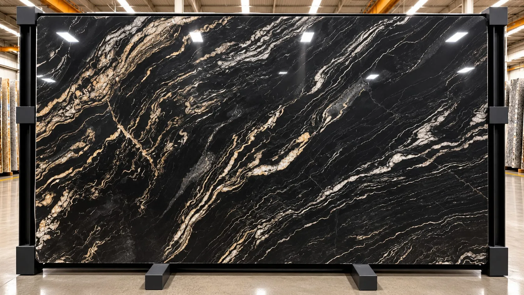 Titanium granite slab, leathered finish